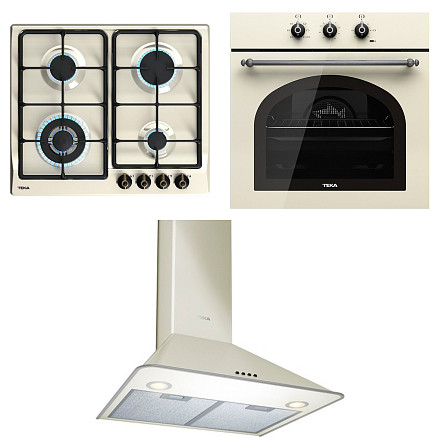 Комплект Teka Country (HRB 6100 VNS SILVER, EH 60 4G AI AL TR CI NAT VANILLA OB, DOS 60.1 VN VANILLA/OLD BRASS)