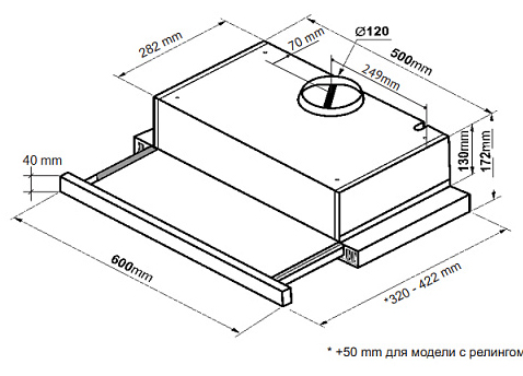 Вытяжка Korting KHP 6617 GW встраиваемая