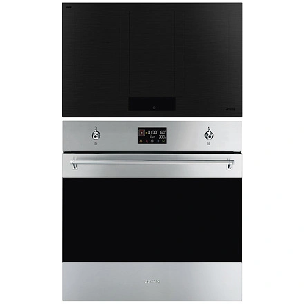 Комплект Smeg Classica нержавеющая сталь / черный (SIM3864MB, SO6302M2X)